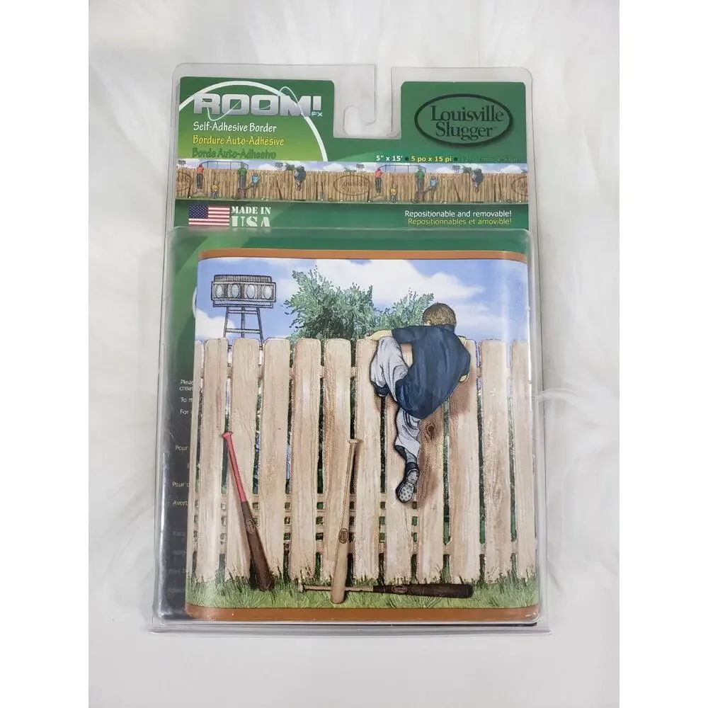 Louisville Slugger Adhesive Removable Wall Paper Baseball Nursery Boy Room Decor